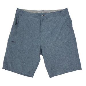 Abbot + Main Hybrid Chino Shorts Mens 38x10" Blue Heathered Stretch Tech Casual